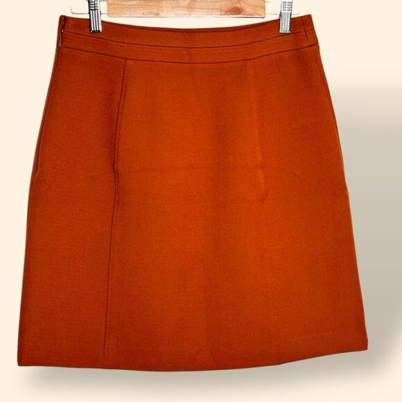 NEW Ann Taylor Skirt Patch Pocket Burnt Orange Boho 70's Stretch Size 6P - Picture 2 of 11
